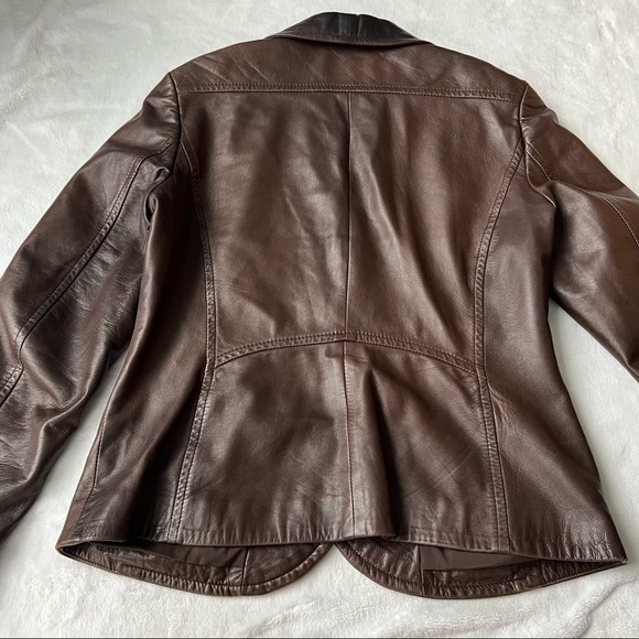 DANIER Italian Leather Brown Blazer - Picture 3 of 14